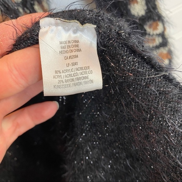 Anthropologie Feathered Leo Cardigan by La Fee Verte - Sz Small Black Motif - Picture 7 of 13